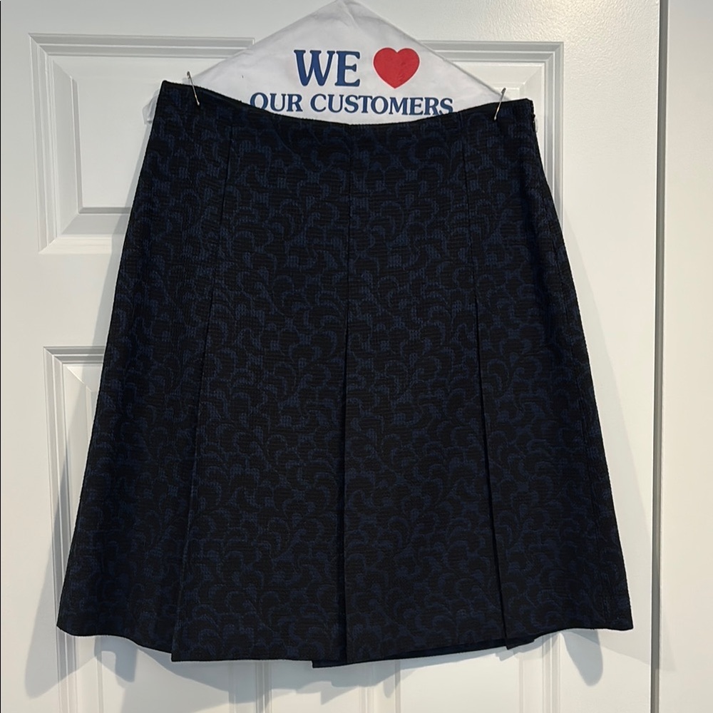 LOFT Black and Navy Pleated A-Line Skirt
